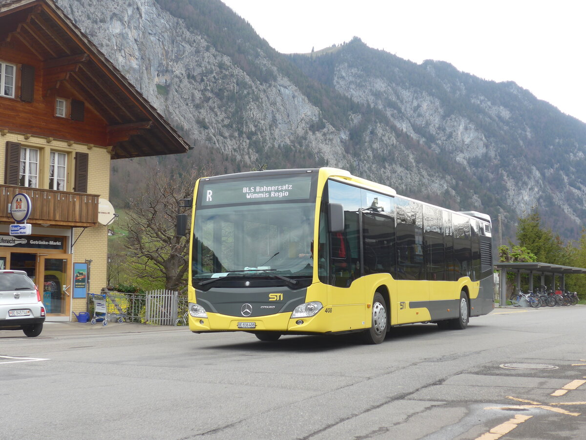 (225'336) - STI Thun - Nr. 408/BE 836'408 - Mercedes am 30. April 2021 beim Bahnhof Oey-Diemtigen