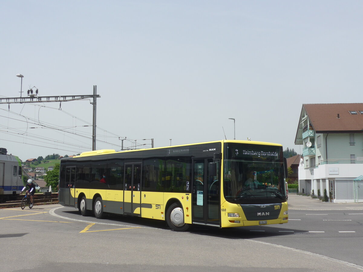 (225'963) - STI Thun - Nr. 188/BE 804'188 - MAN am 19. Juni 2021 beim Bahnhof Heimberg