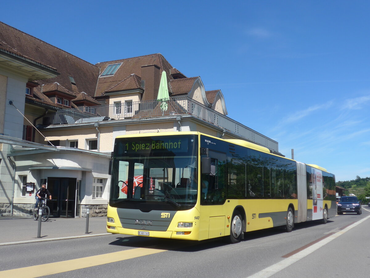 (226'023) - STI Thun - Nr. 140/BE 801'140 - MAN am 26. Juni 2021 beim Bahnhof Spiez