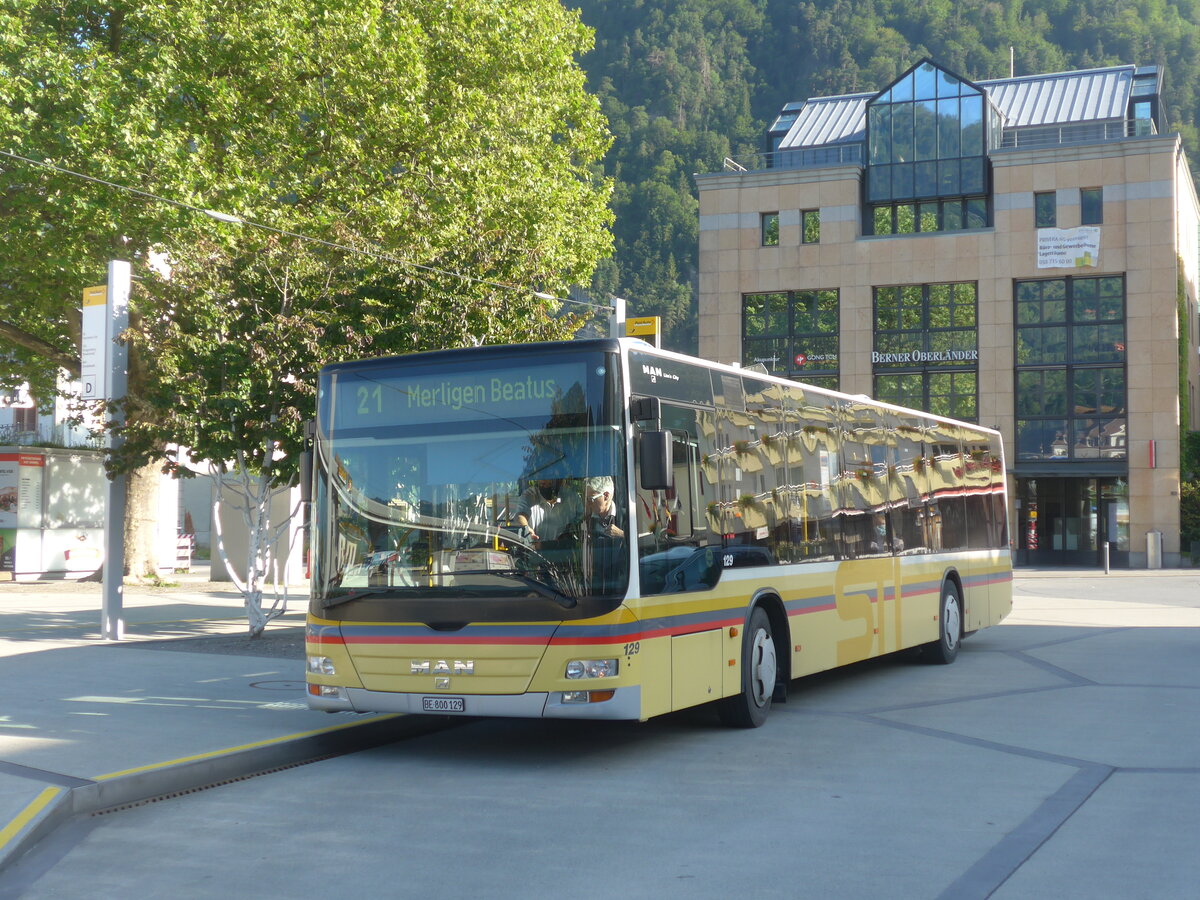 (226'234) - STI Thun - Nr. 129/BE 800'129 - MAN am 10. Juli 2021 beim Bahnhof Interlaken West