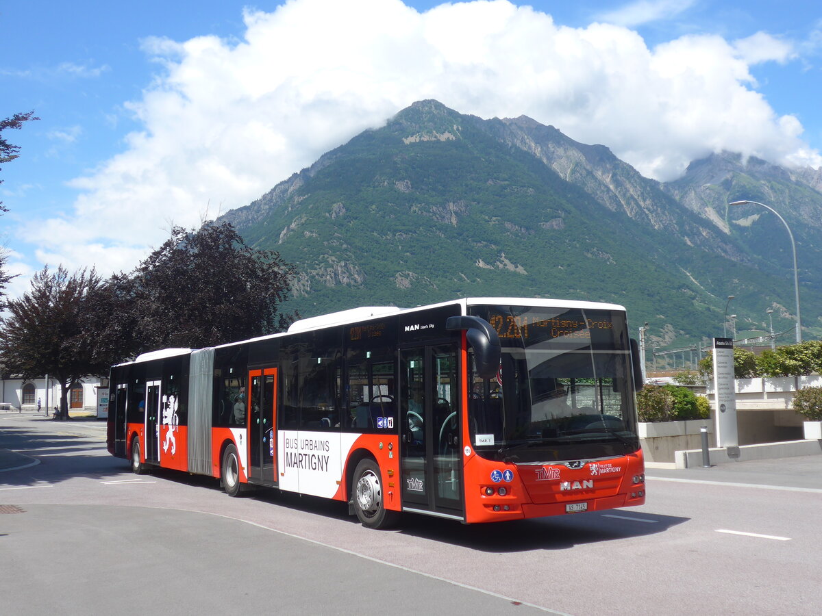 (226'533) - TMR Martigny - Nr. 151/VS 7145 - MAN am 17. Juli 2021 beim Bahnhof Martigny