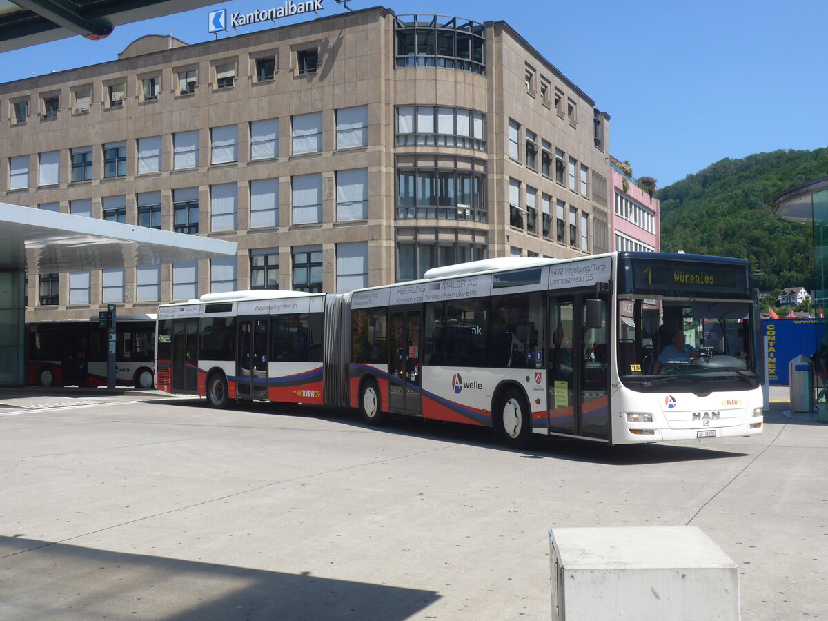 (226'585) - RVBW Wettingen - Nr. 165/AG 14'130 - MAN am 19. Juli 2021 beim Bahnhof Baden