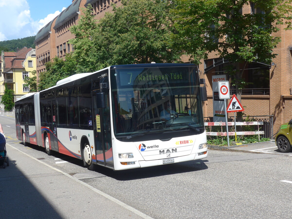 (226'605) - Twerenbold, Baden - Nr. 301/AG 459'041 - MAN am 19. Juli 2021 beim Bahnhof Baden