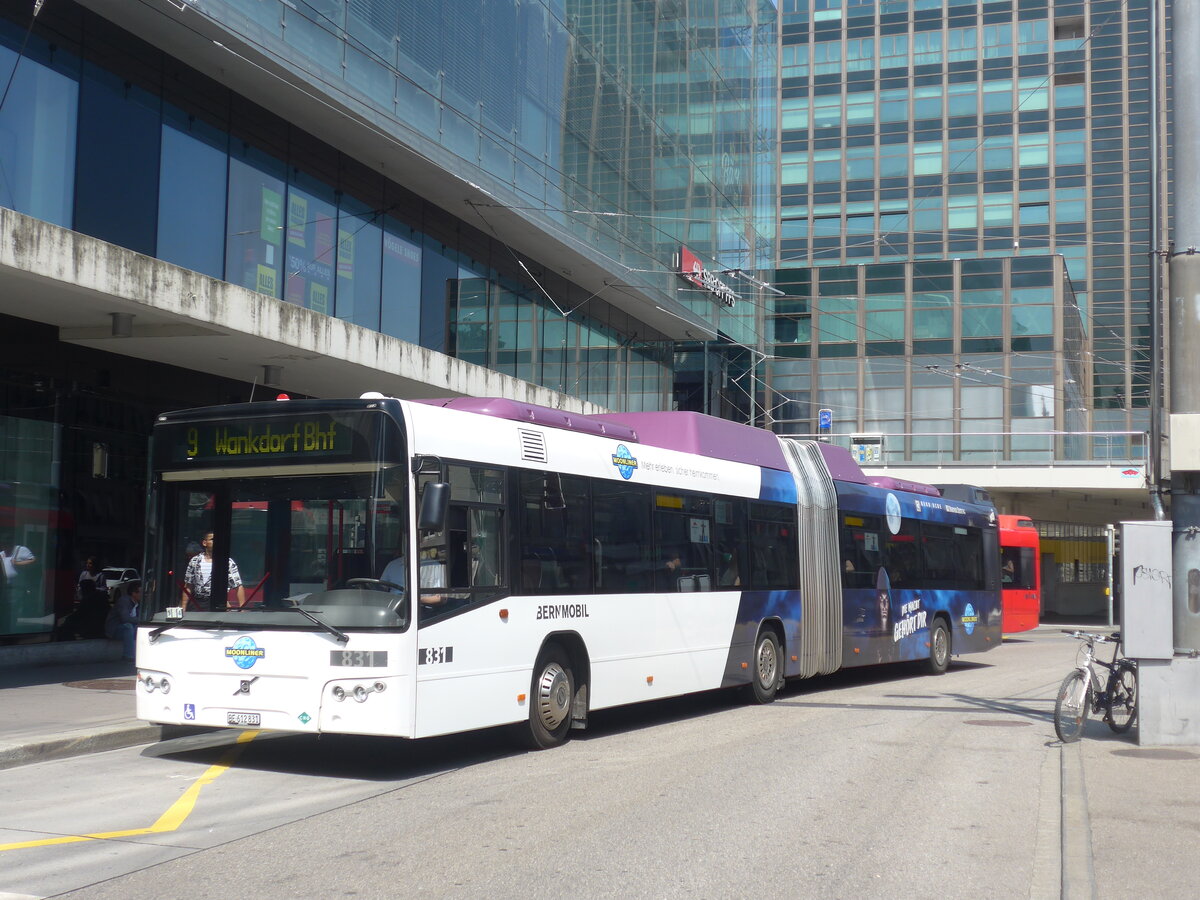 (226'678) - Bernmobil, Bern - Nr. 831/BE 612'831 - Volvo am 22. Juli 2021 beim Bahnhof Bern