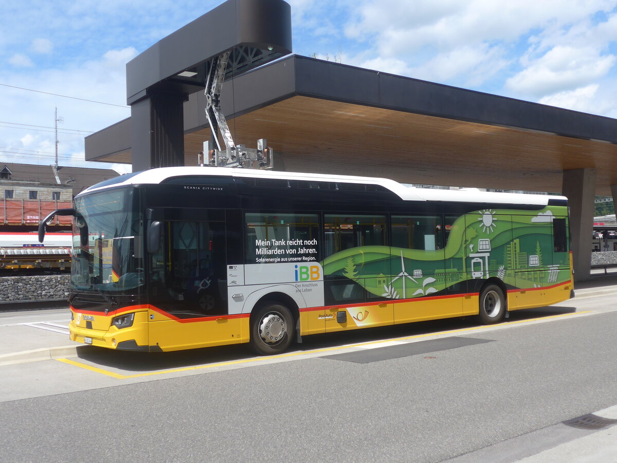 (227'151) - Voegtlin-Meyer, Brugg - AG 381'644 - Scania am 9. August 2021 beim Bahnhof Brugg