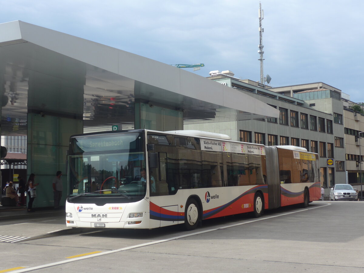 (227'242) - RVBW Wettingen - Nr. 164/AG 18'083 - MAN am 9. August 2021 beim Bahnhof Baden