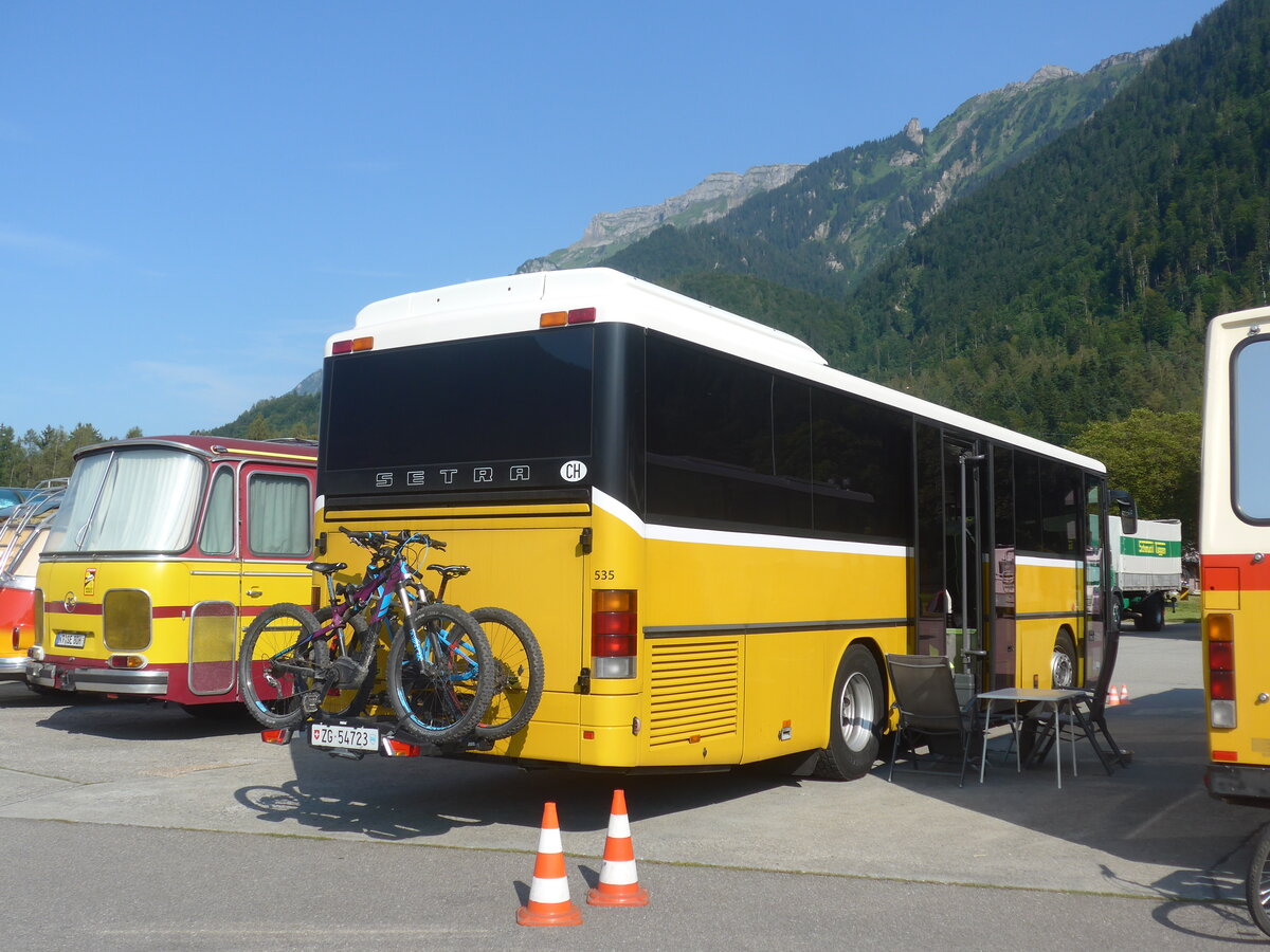 (227'504) - Laut-Hell-Visuell, Baar - Nr. 56/ZG 54'723 - Setra (ex Autopostale, Muggio Nr. 535; ex AutoPostale Ticino Nr. 535; ex Marchetti, Airolo Nr. 535) am 21. August 2021 in Interlaken, Flugplatz