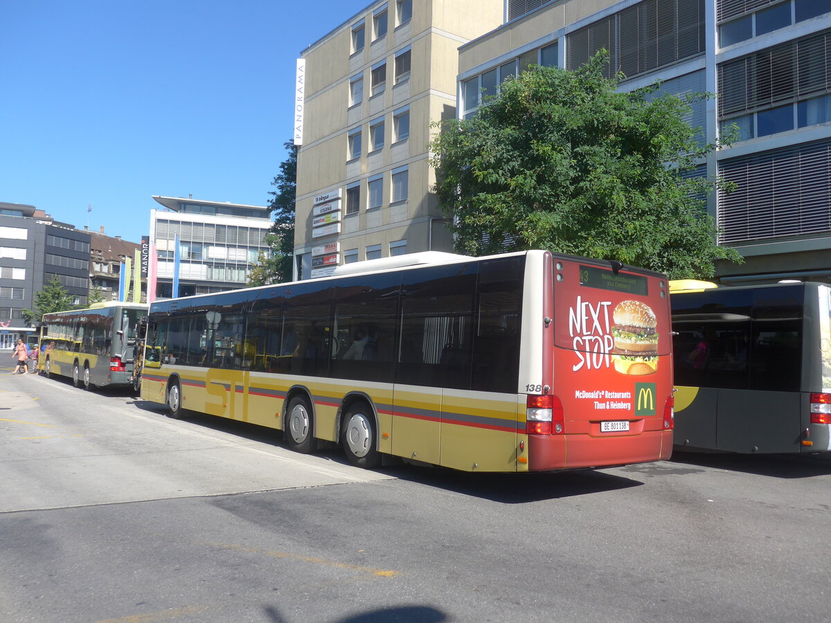 (227'810) - STI Thun - Nr. 138/BE 801'138 - MAN am 5. September 2021 beim Bahnhof Thun