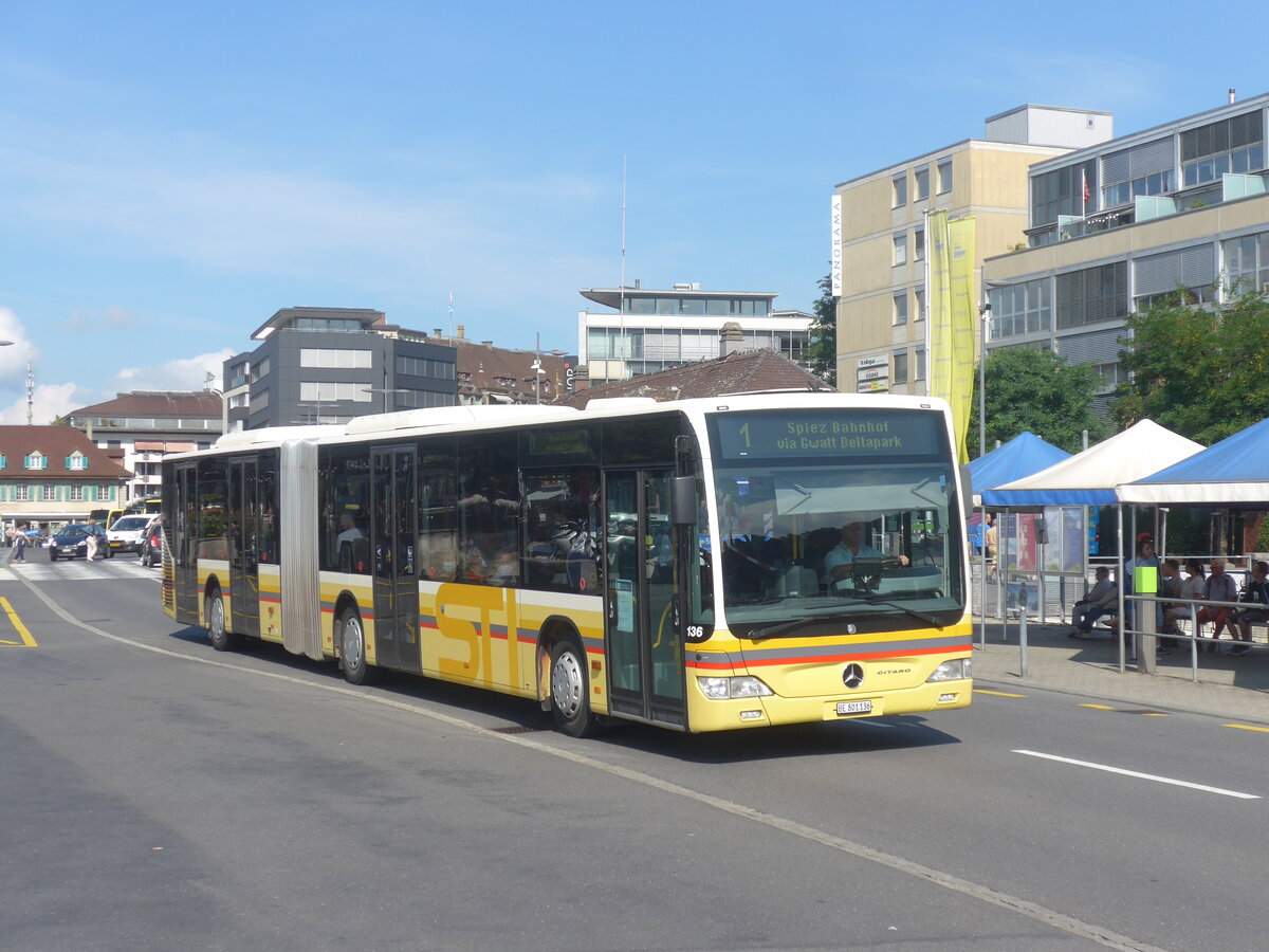 (227'990) - STI Thun - Nr. 136/BE 801'136 - Mercedes am 12. September 2021 beim Bahnhof Thun