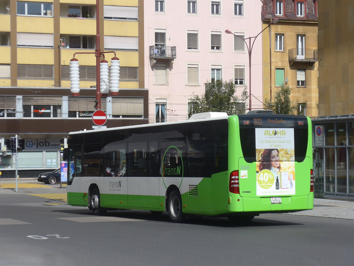 (228'098) - transN, La Chaux-de-Fonds - Nr. 318/NE 27'218 - Mercedes (ex TRN La Chaux-de-Fonds Nr. 318) am 18. September 2021 beim Bahnhof La Chaux-de-Fonds