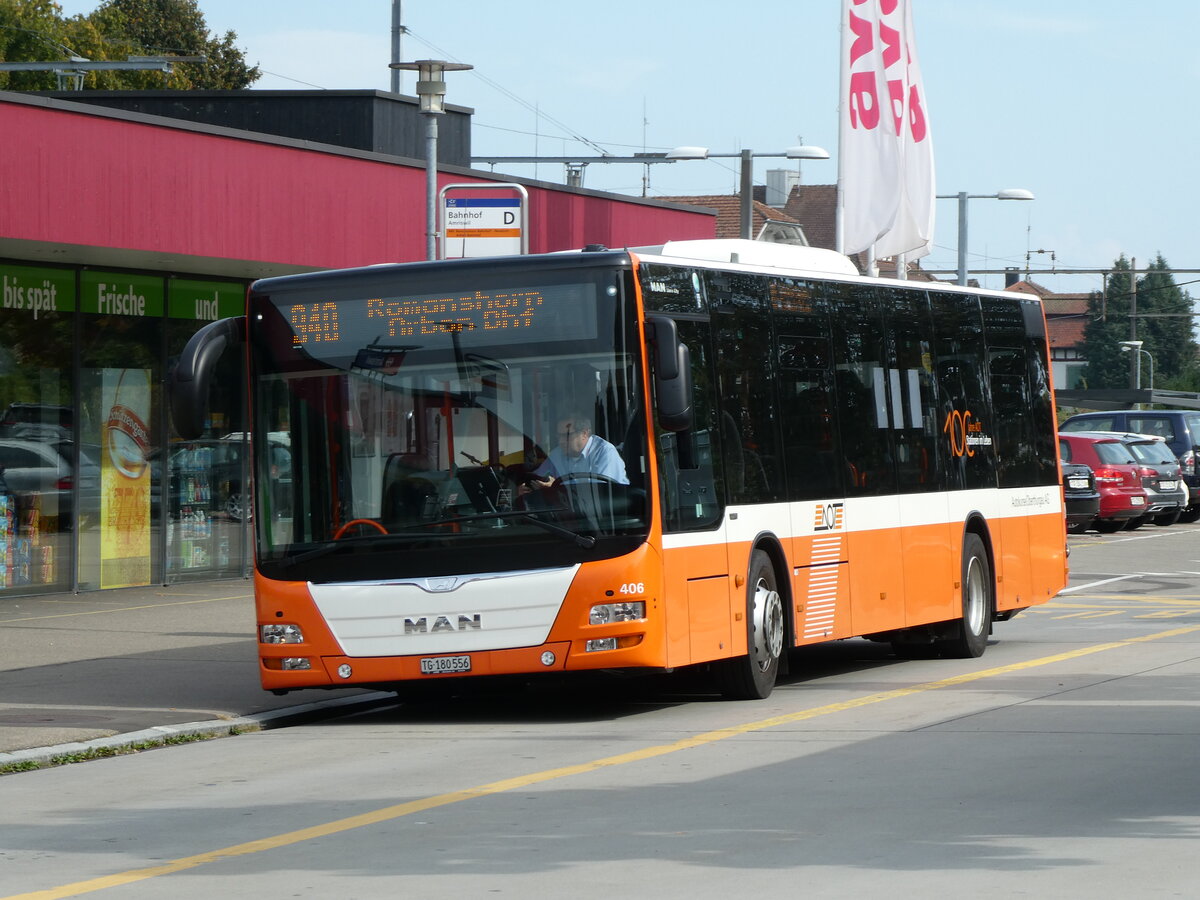 (228'462) - AOT Amriswil - Nr. 406/TG 180'556 - MAN (ex Nr. 2) am 27. September 2021 beim Bahnhof Amriswil