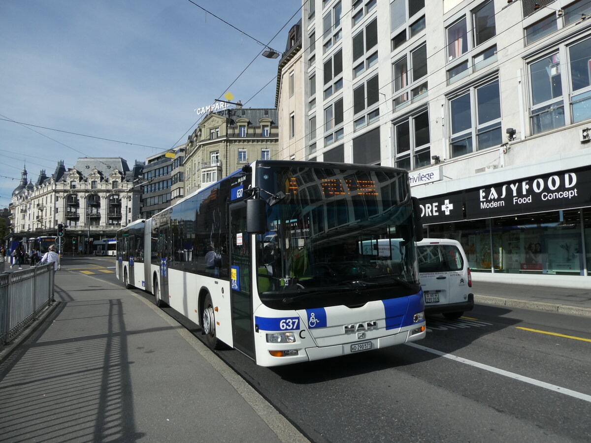 (228'899) - TL Lausanne - Nr. 637/VD 290'571 - MAN am 11. Oktober 2021 in Lausanne, Bel-Air