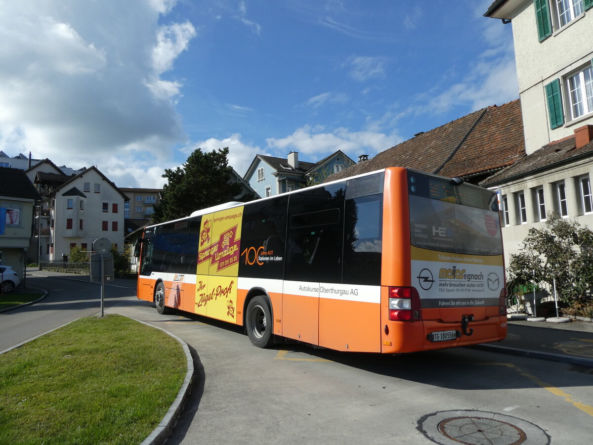 (229'119) - AOT Amriswil - Nr. 406/TG 180'556 - MAN (ex Nr. 2) am 13. Oktober 2021 beim Bahnhof Romanshorn