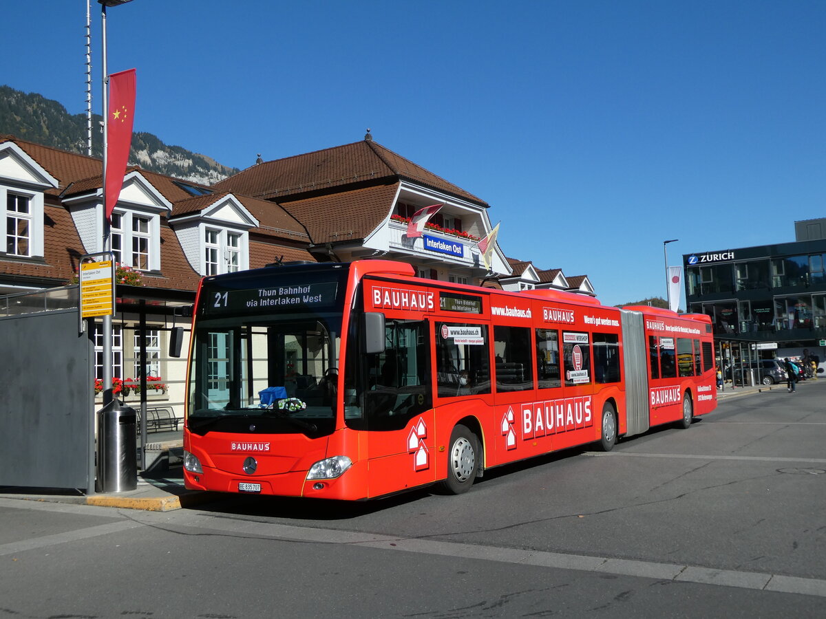 (229'387) - STI Thun - Nr. 707/BE 835'707 - Mercedes am 17. Oktober 2021 beim Bahnhof Interlaken Ost