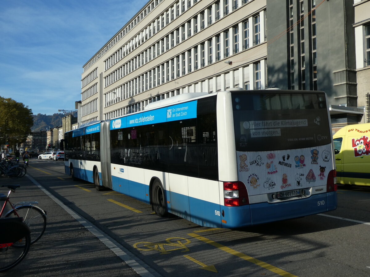 (229'474) - VBZ Zrich - Nr. 510/ZH 601'510 - MAN am 20. Oktober 2021 in Zrich, Sihlpost