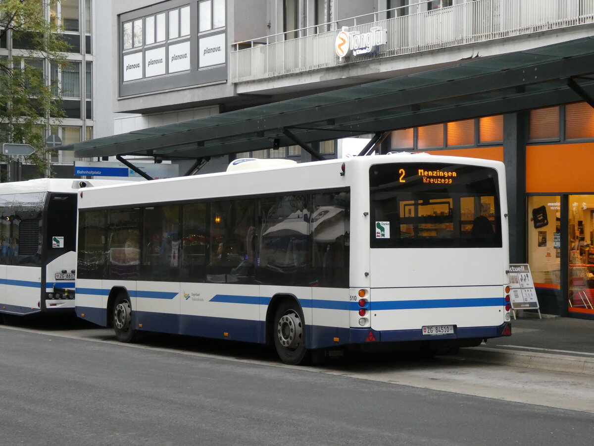 (229'580) - ZVB Zug - Nr. 510/ZG 84'510 - Lanz+Marti/Hess Personenanhnger am 22. Oktober 2021 beim Bahnhof Zug