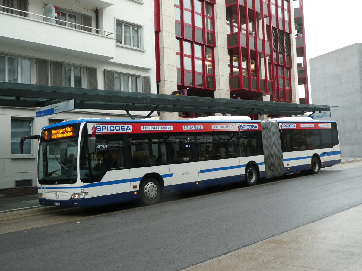 (229'615) - ZVB Zug - Nr. 27/ZG 88'027 - Mercedes am 22. Oktober 2021 beim Bahnhof Zug