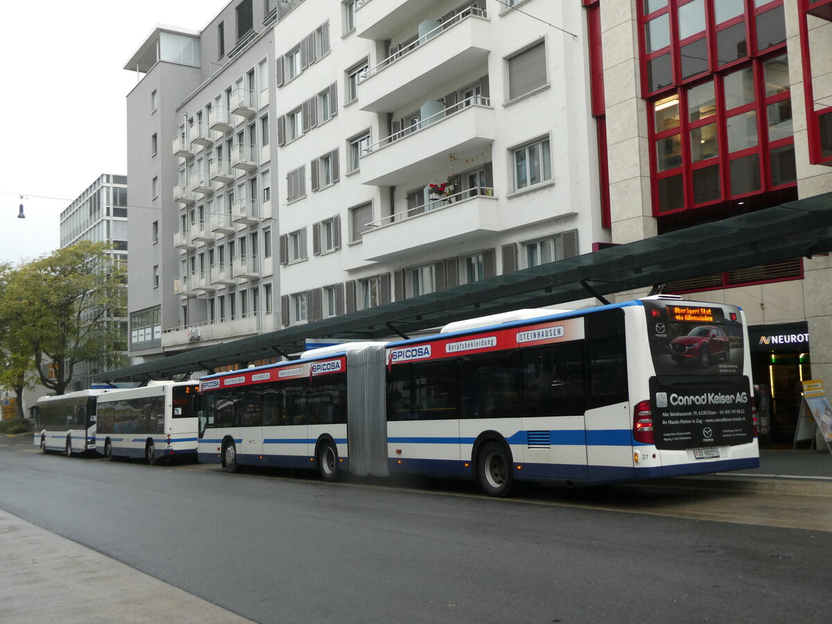 (229'616) - ZVB Zug - Nr. 27/ZG 88'027 - Mercedes am 22. Oktober 2021 beim Bahnhof Zug