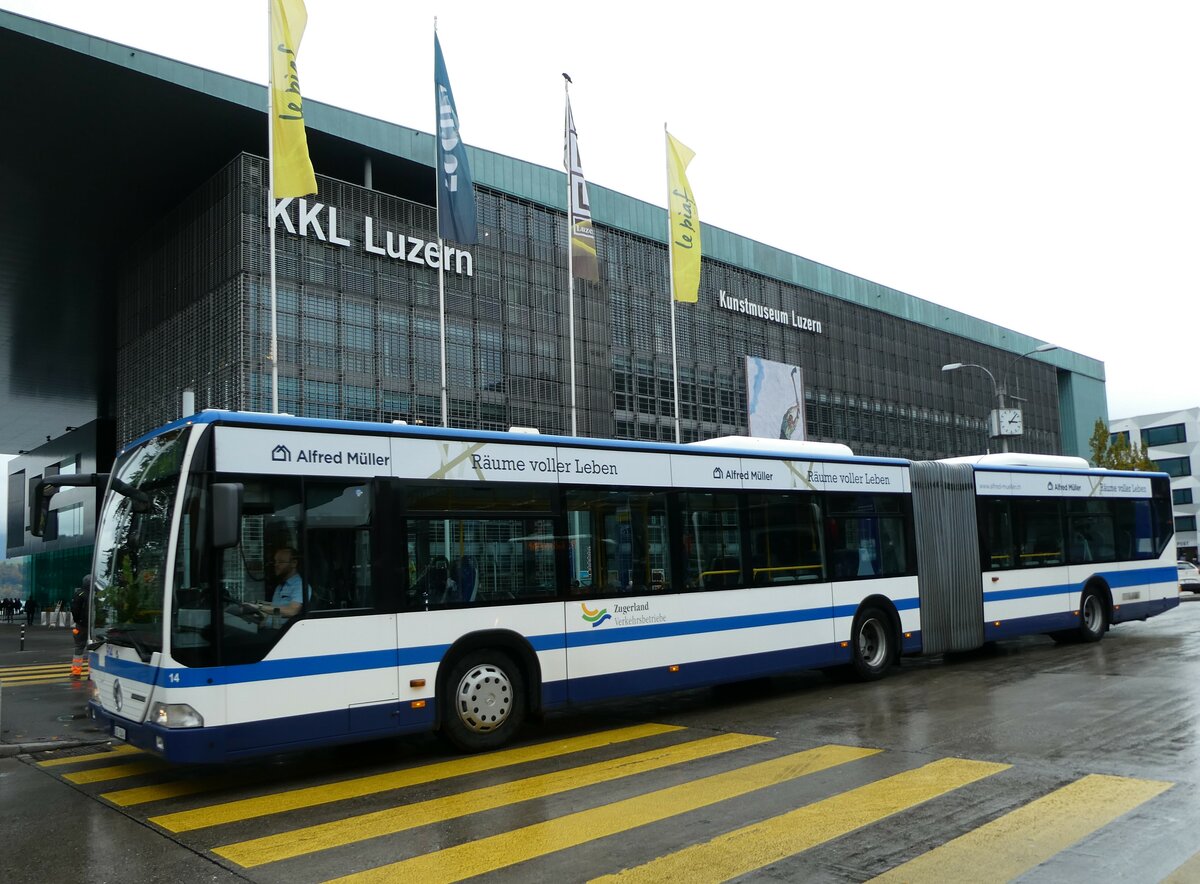 (229'684) - ZVB Zug - Nr. 14/ZG 3364 - Mercedes am 22. Oktober 2021 beim Bahnhof Luzern (Einsatz VBL Luzern Nr. 914)