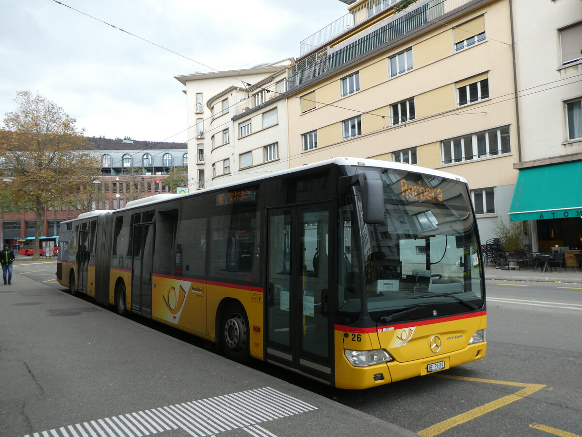 (230'150) - Steiner, Ortschwaben - Nr. 26/BE 79'379 - Mercedes (ex AVA Biel Nr. 10) am 8. November 2021 beim Bahnhof Biel