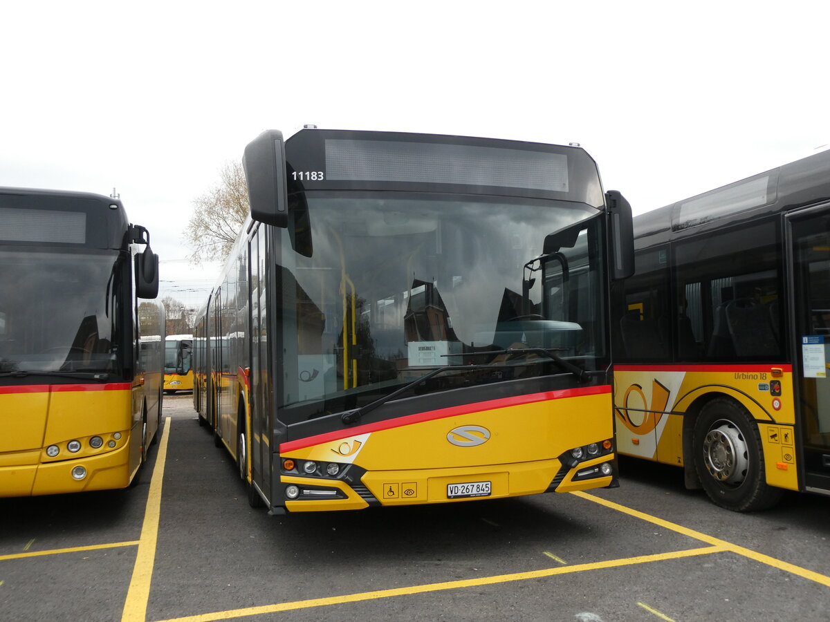 (230'664) - CarPostal Ouest - VD 267'845 - Solaris am 13. November 2021 in Yverdon, Garage