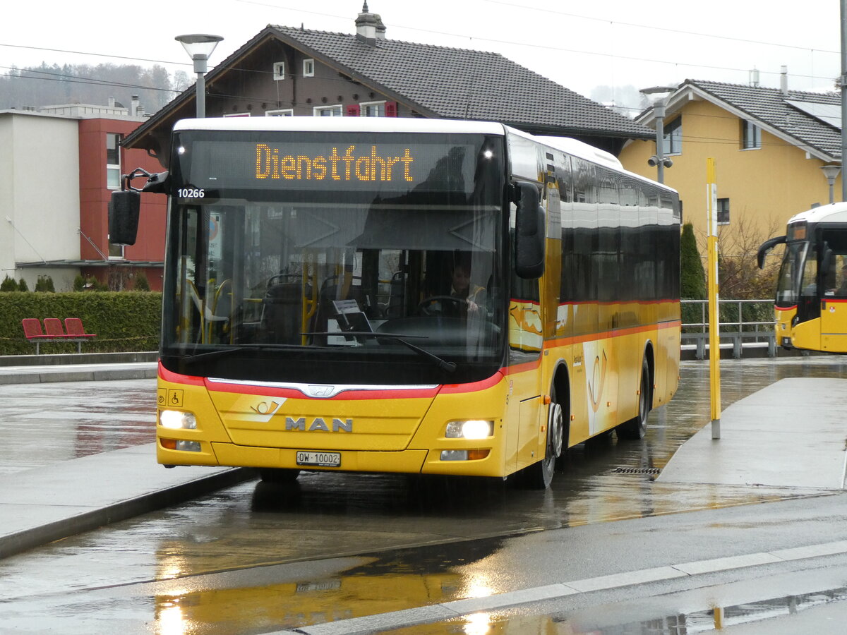 (230'948) - PostAuto Zentralschweiz - Nr. 5/OW 10'002 - MAN (ex Dillier, Sarnen Nr. 5) am 27. November 2021 beim Bahnhof Sarnen