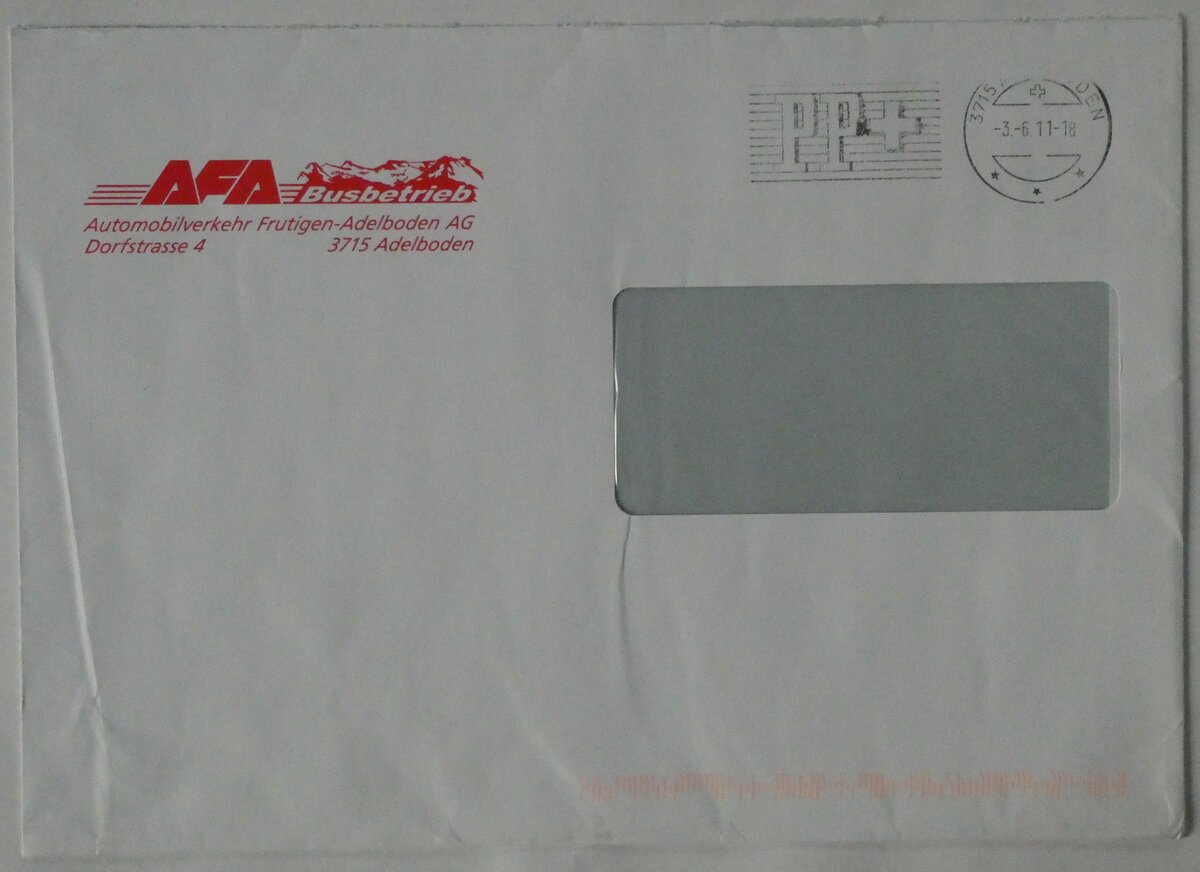 (231'223) - AFA-Briefumschlag vom 3. Juni 2011 am 13. Dezember 2021 in Thun