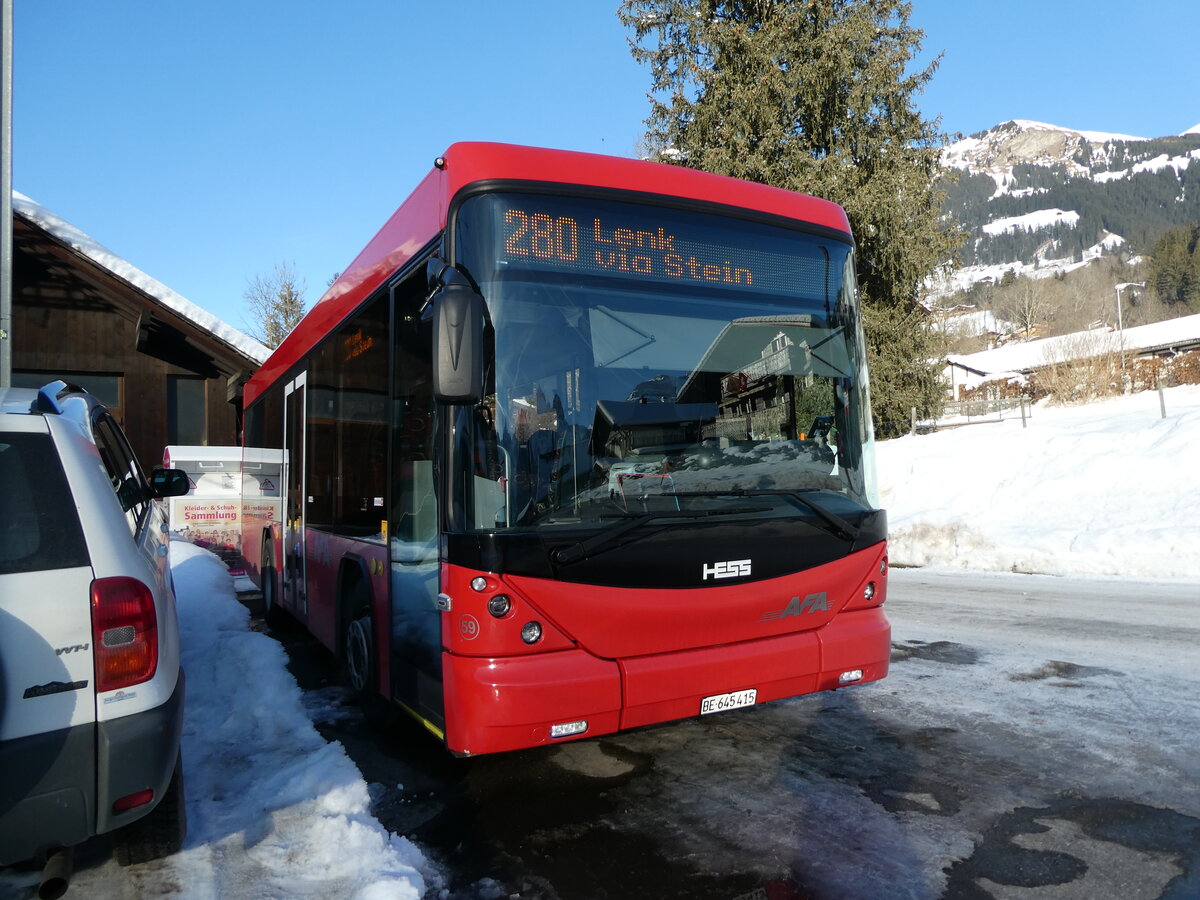 (231'539) - AFA Adelboden - Nr. 59/BE 645'415 - Scania/Hess am 20. Dezember 2021 beim Bahnhof Lenk