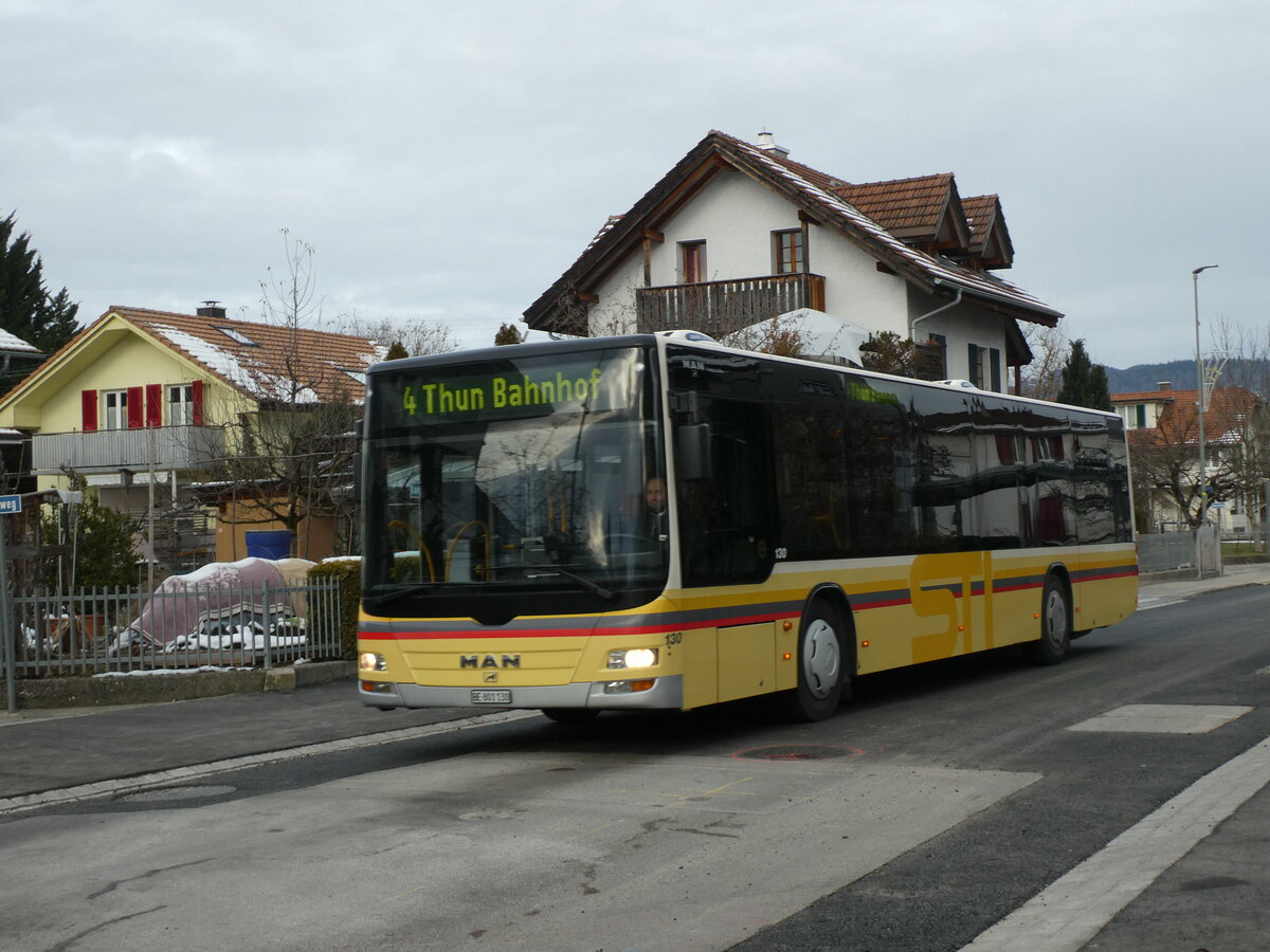 (231'547) - STI Thun - Nr. 130/BE 801'130 - MAN am 24. Dezember 2021 in Thun-Lerchenfeld, Forstweg