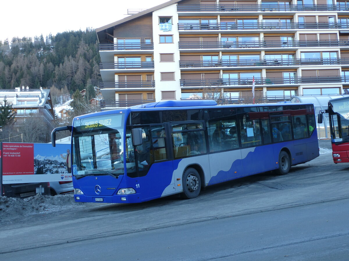 (231'628) - Lathion, Sion - Nr. 11/VS 5368 - Mercedes (ex VZO Grningen Nr. 74) am 1. Januar 2022 in Haute-Nendaz, Tlcabine