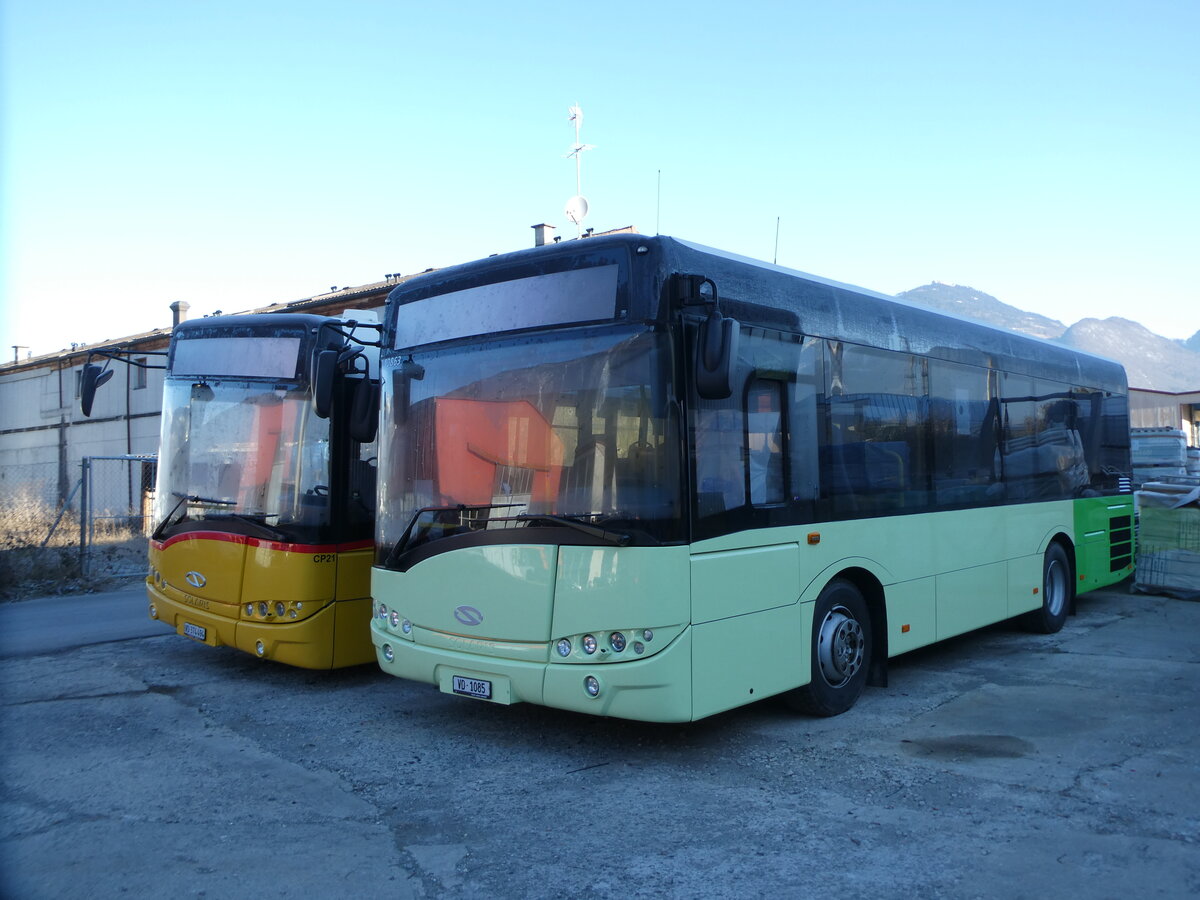 (232'316) - TPC Aigle - VD 1085 - Solaris (ex Nr. CP07) am 23. Januar 2022 in Collombey, Garage