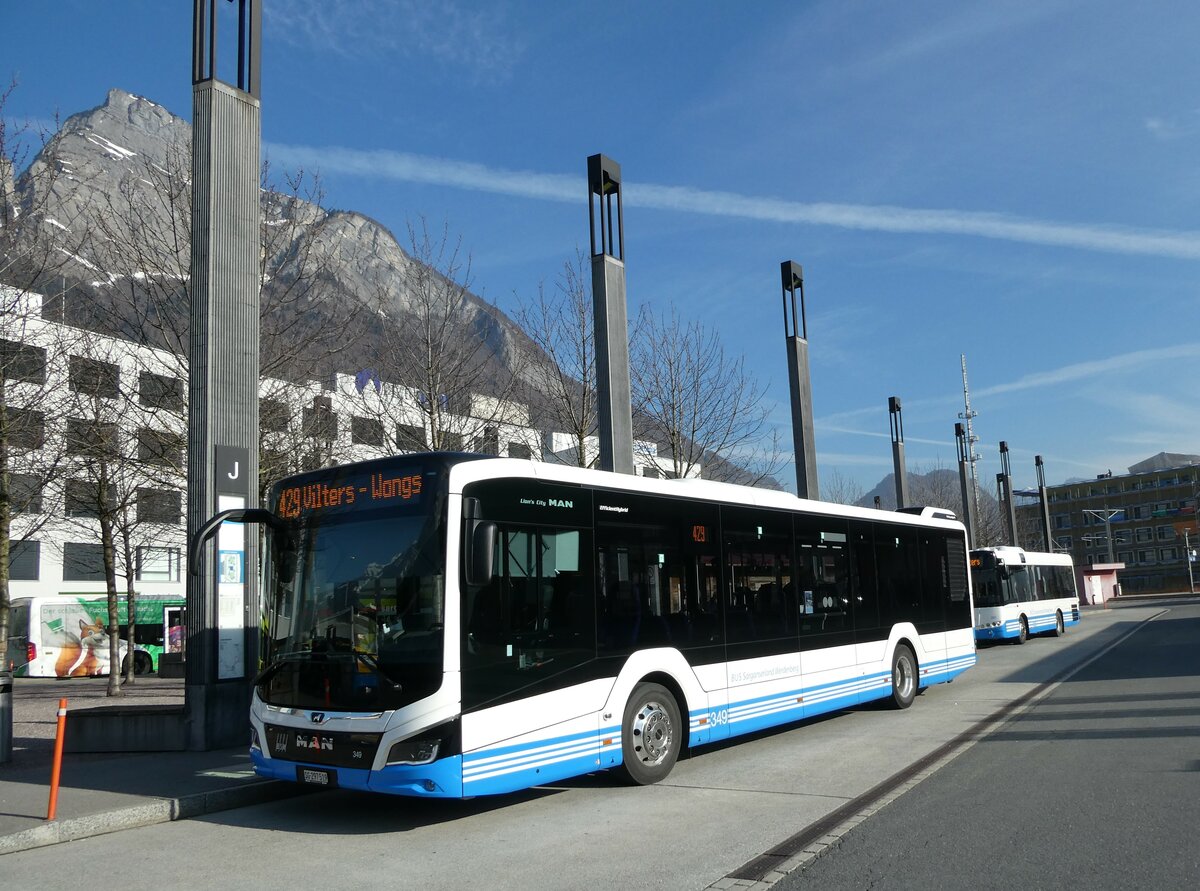 (233'513) - BSW Sargans - Nr. 349/SG 297'519 - MAN am 8. Mrz 2022 beim Bahnhof Sargans