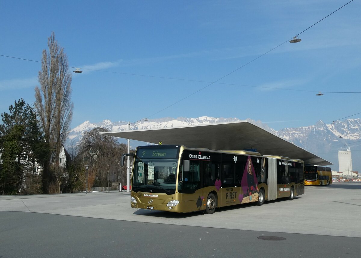 (233'523) - Aus Liechtenstein: BOS PS Anstalt, Vaduz - Nr. 590/FL 40'232 - Mercedes (ex PLA Vaduz Nr. 60) am 8. Mrz 2022 beim Bahnhof Buchs