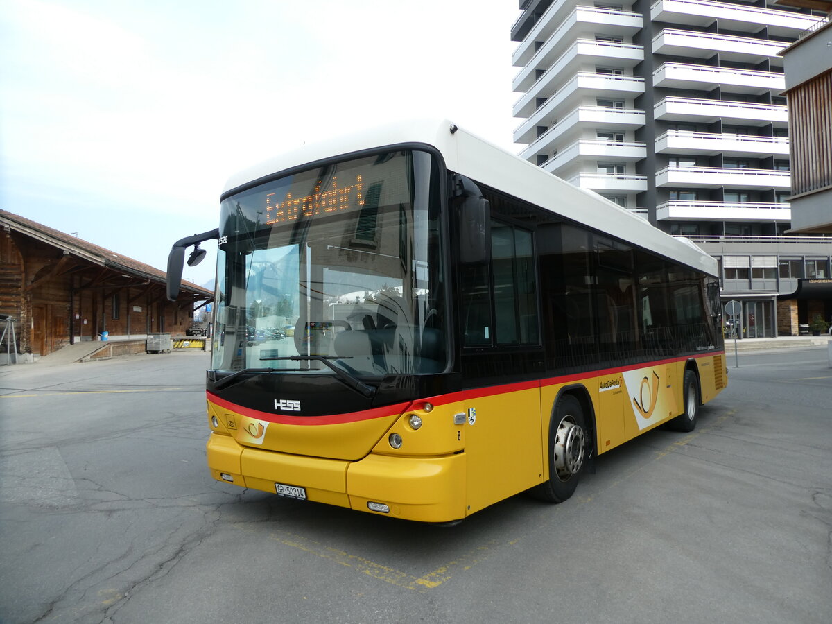 (233'810) - PostAuto Graubnden - Nr. 8/GR 50'214 - Scania/Hess (ex Fontana, Ilanz Nr. 8) am 11. Mrz 2022 beim Bahnhof Ilanz