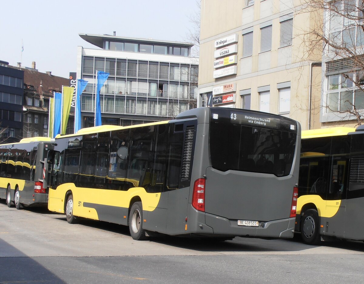 (233'828) - STI Thun - Nr. 501/BE 408'501 - Mercedes am 12. Mrz 2022 beim Bahnhof Thun 
