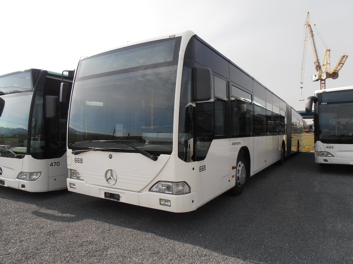 (233'885) - Intertours, Domdidier - Nr. 668 - Mercedes (ex Nr. 203; ex VZO Grningen Nr. 53) am 13. Mrz 2022 in Domdidier, Garage