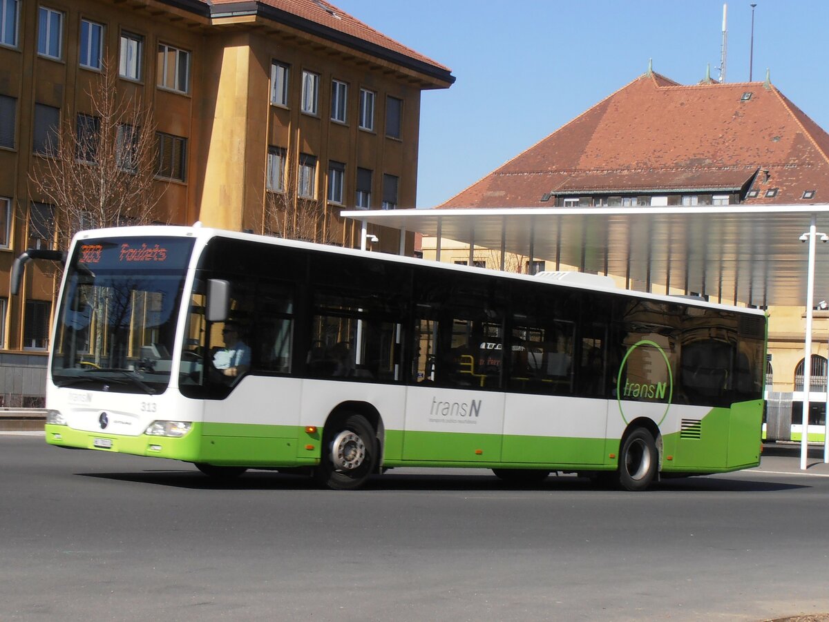 (234'088) - transN, La Chaux-de-Fonds - Nr. 313/NE 78'213 - Mercedes (ex TRN La Chaux-de-Fonds Nr. 313) am 26. Mrz 2022 beim Bahnhof La Chaux-de-Fonds