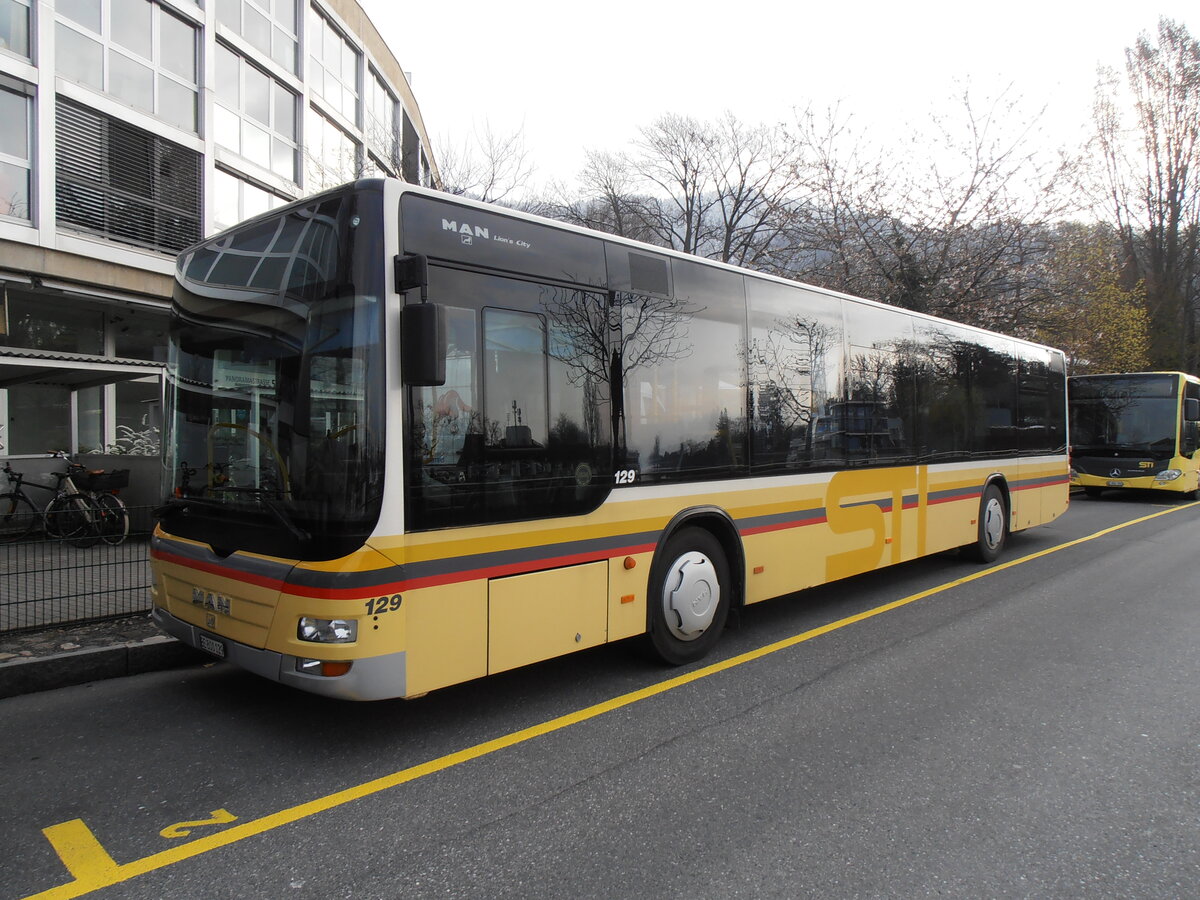 (234'203) - STI Thun - Nr. 129/BE 800'129 - MAN am 4. April 2022 bei der Schifflndte Thun