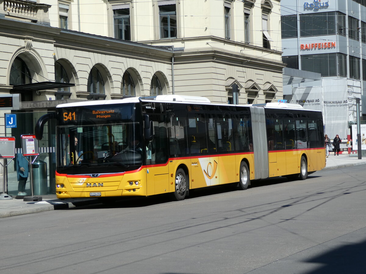 (234'337) - PostAuto Zrich - Nr. 387/ZH 204'292 - MAN am 10. April 2022 beim Hauptbahnhof Winterthur