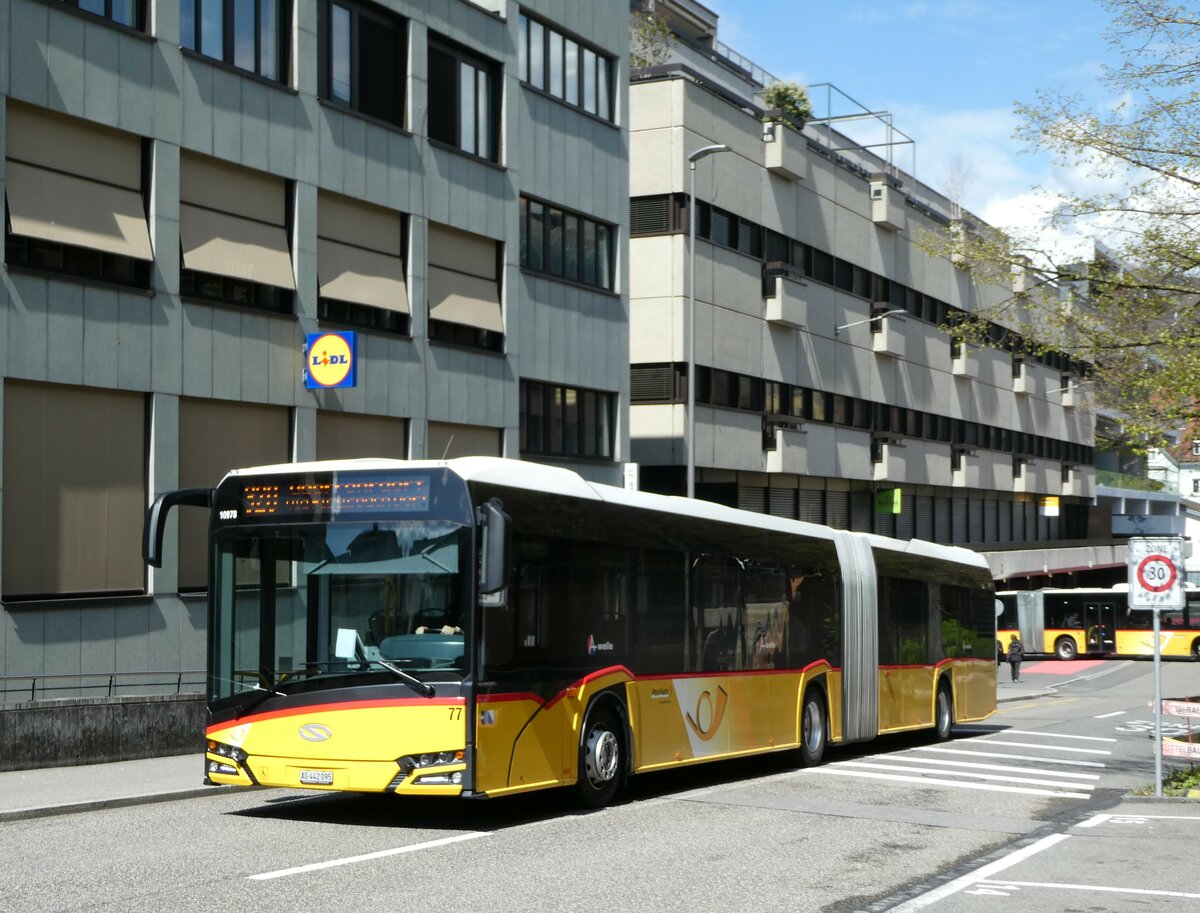 (234'344) - Steffen, Remetschwil - Nr. 77/AG 442'095 - Solaris am 10. April 2022 beim Bahnhof Baden