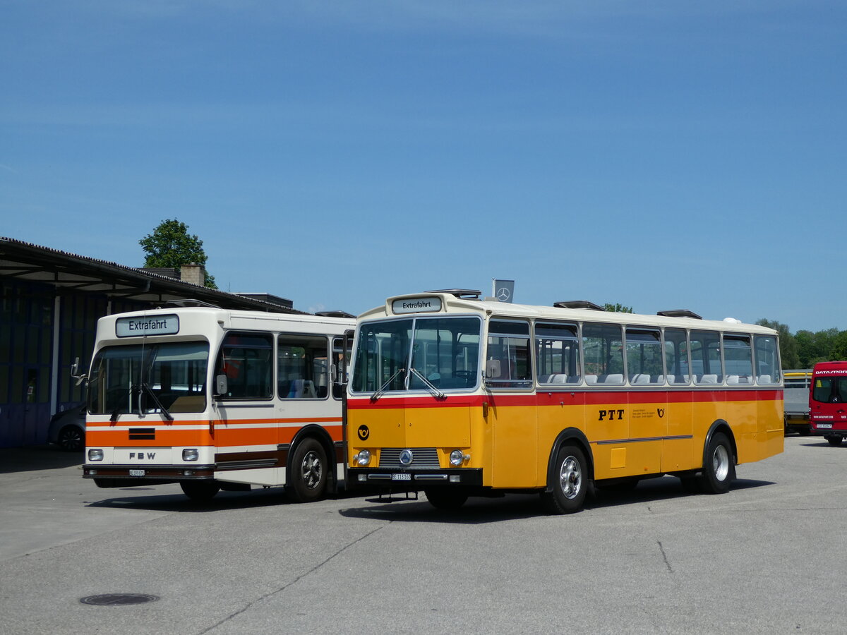 (235'668) - Gast, Reutigen - BE 113'160 - Saurer/Tscher (ex HPTrans, Thusis; ex Mauerhofer, Worb; ex Erni, Schupfart Nr. 3; ex P 24'636) am 15. Mai 2022 in Lyssach, Lorenz