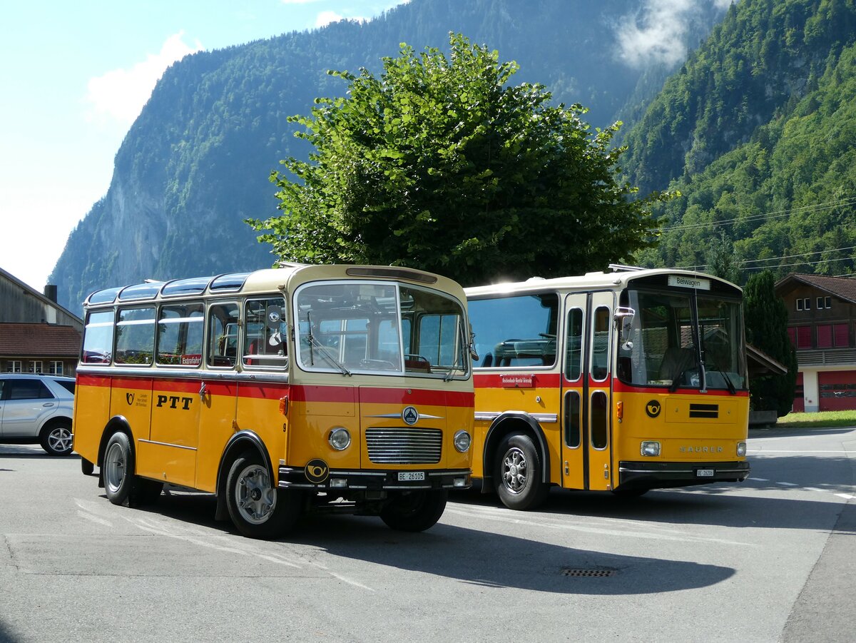 (237'554) - Schmid, Thrishaus - Nr. 9/BE 26'105 - Saurer/R&J (ex Geiger, Adelboden Nr. 9) am 26. Juni 2022 in Niederstocken, Gasthof zum Stockhorn