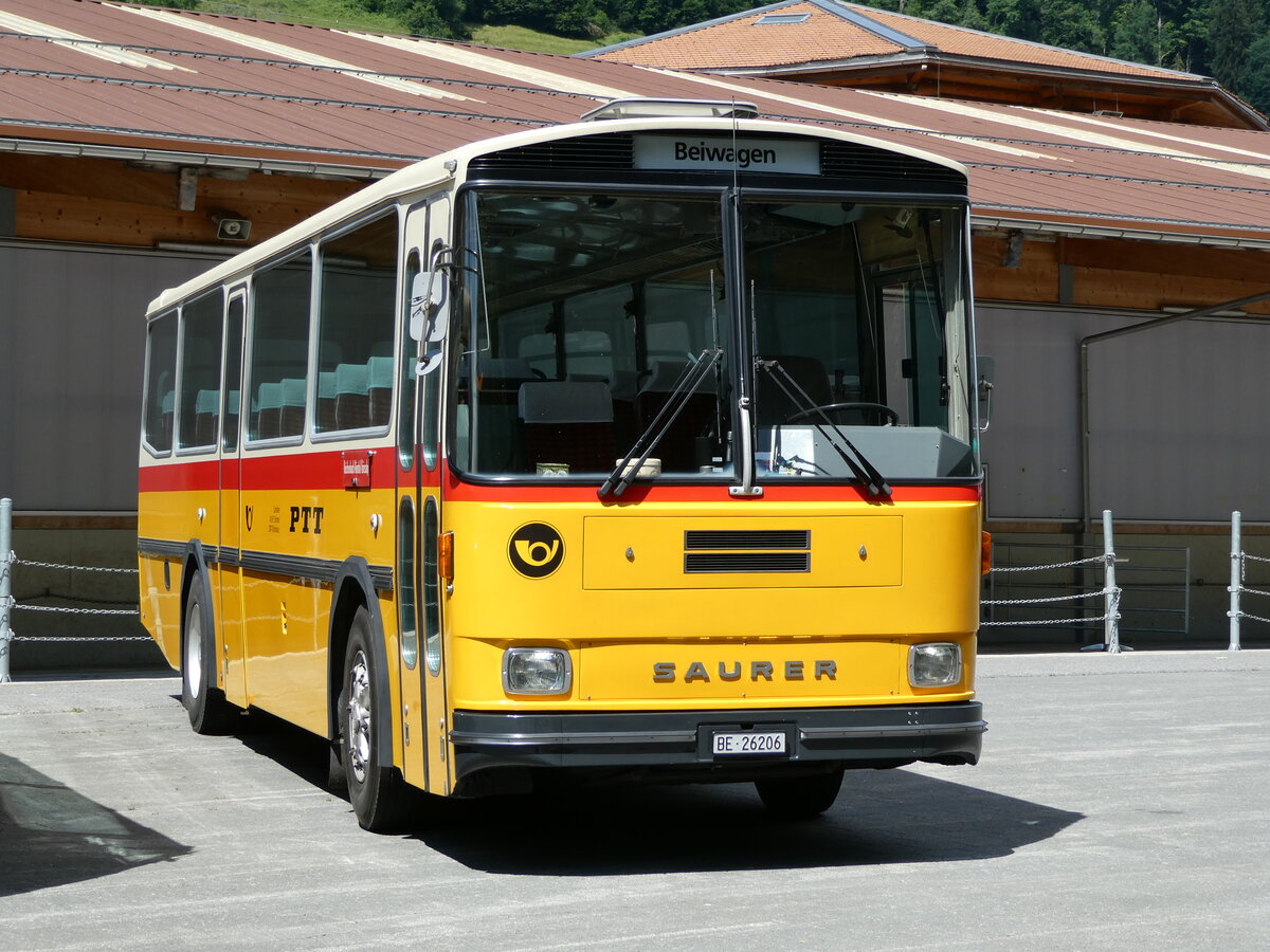 (237'595) - Schmid, Thrishaus - BE 26'206 - Saurer/Tscher (ex P 24'244) am 26. Juni 2022 in Mlenen, Kanderarena