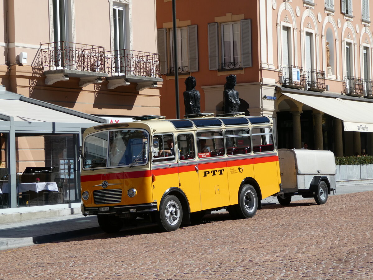 (237'946) - Schmid, Thrishaus - Nr. 9/BE 26'105 - Saurer/R&J (ex Geiger, Adelboden Nr. 9) am 10. Juli 2022 beim Bahnhof Bellinzona  