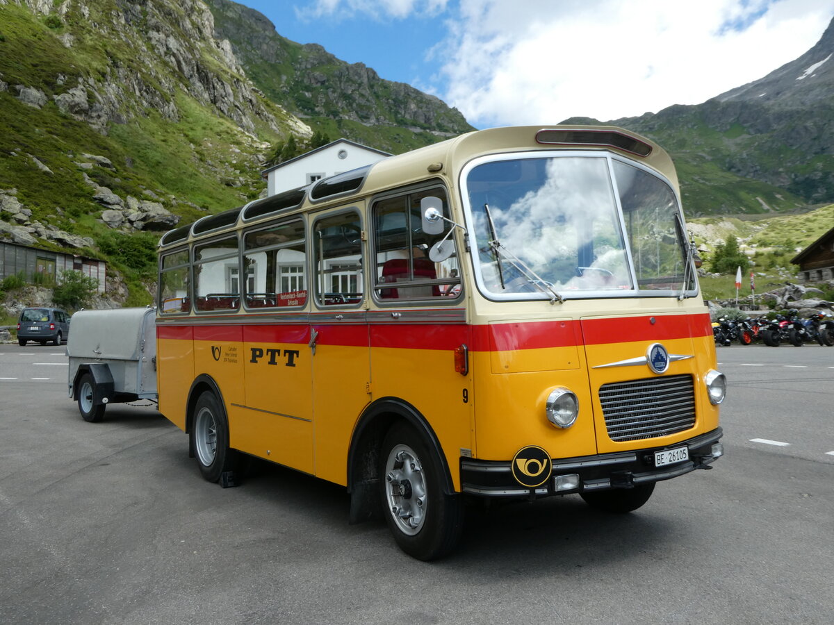 (237'992) - Schmid, Thrishaus - Nr. 9/BE 26'105 - Saurer/R&J (ex Geiger, Adelboden Nr. 9) am 10. Juli 2022 in Susten, Steingletscher