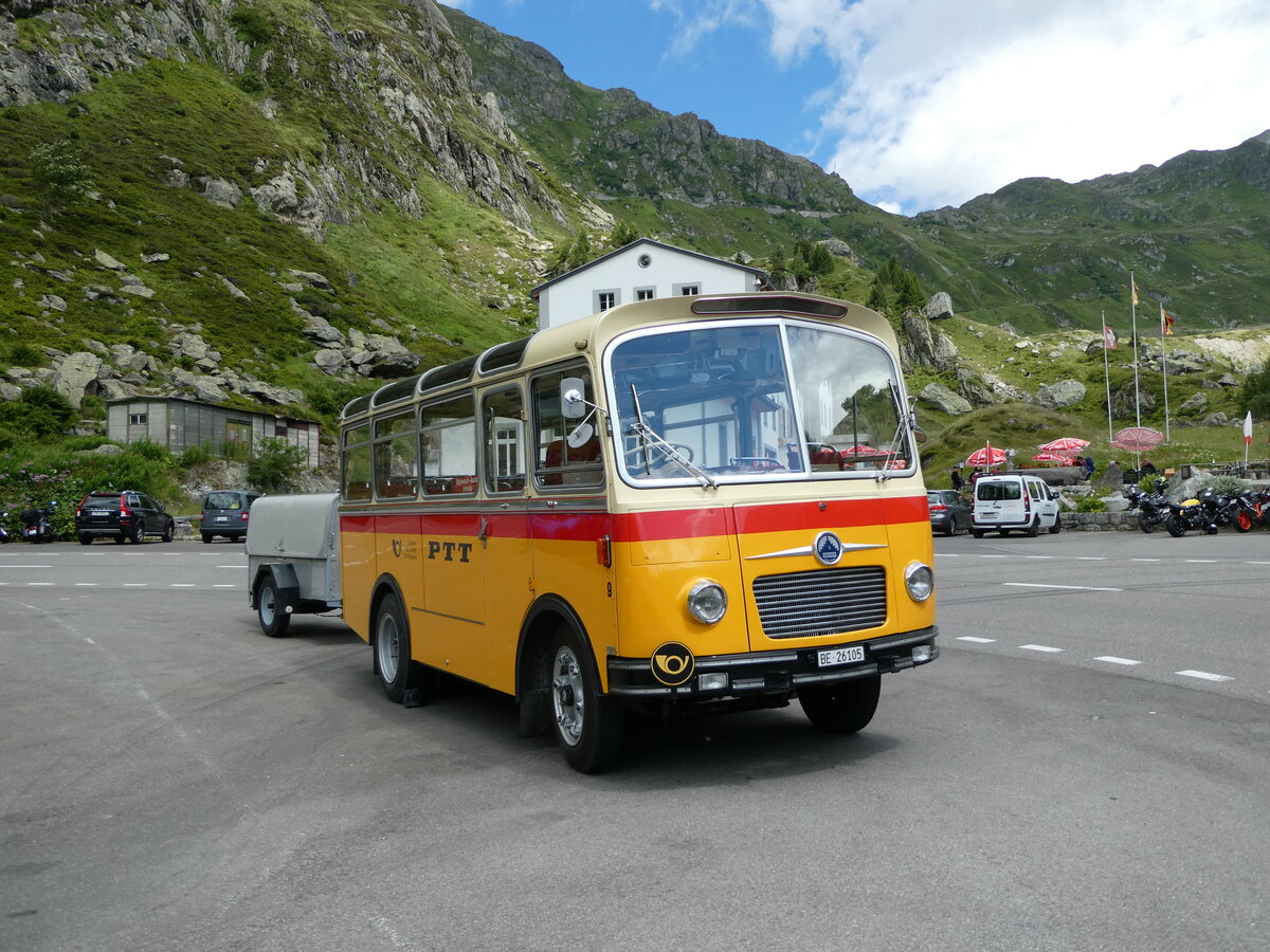 (237'994) - Schmid, Thrishaus - Nr. 9/BE 26'105 - Saurer/R&J (ex Geiger, Adelboden Nr. 9) am 10. Juli 2022 in Susten, Steingletscher 