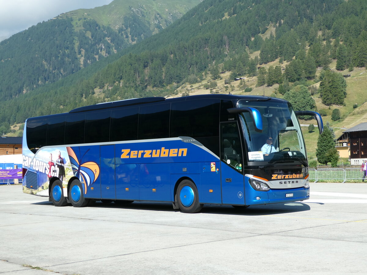 (238'381) - Zerzuben, Visp-Eyholz - Nr. 9/VS 81'718 - Setra am 24. Juli 2022 in Ulrichen, PostAuto-Terminal