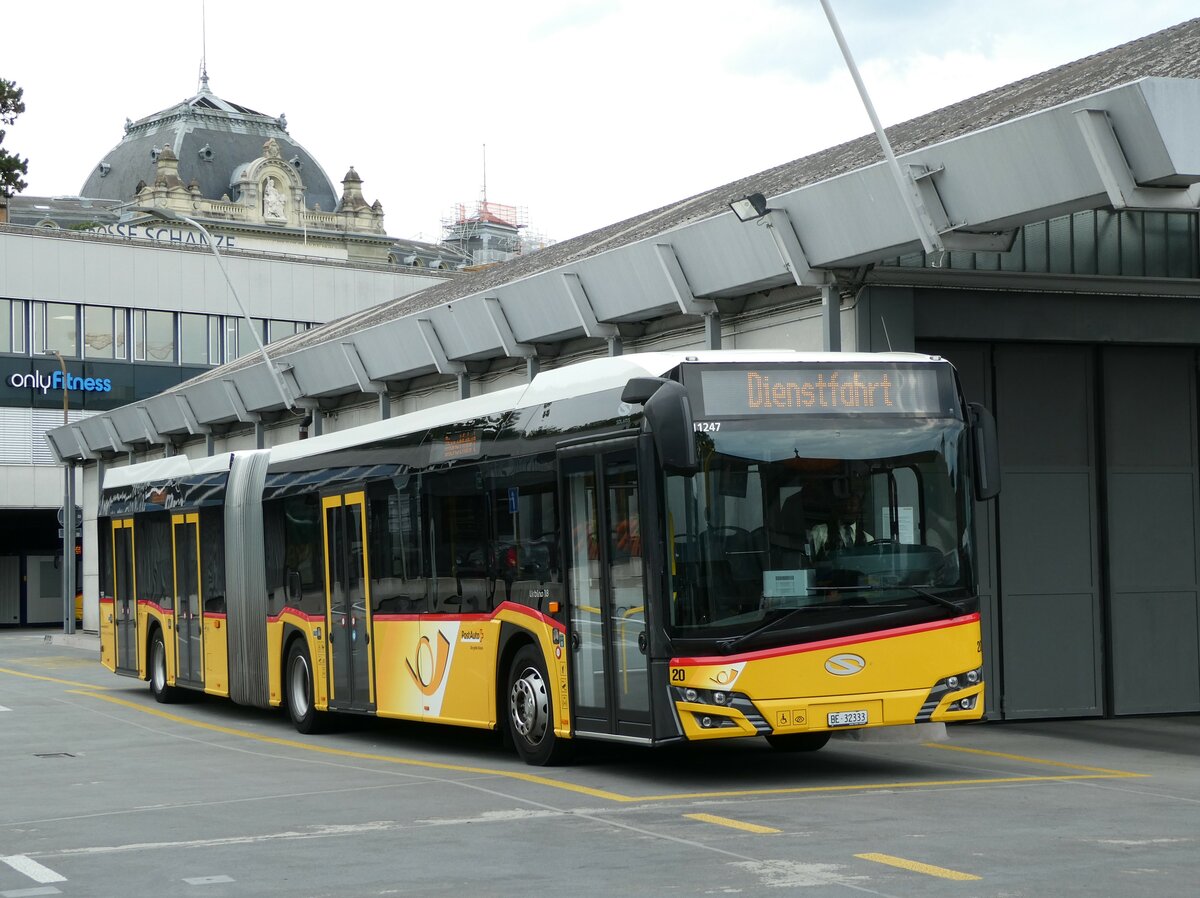 (238'543) - Steiner, Ortschwaben - Nr. 20/BE 32'333 - Solaris am 28. Juli 2022 in Bern, Postautostation