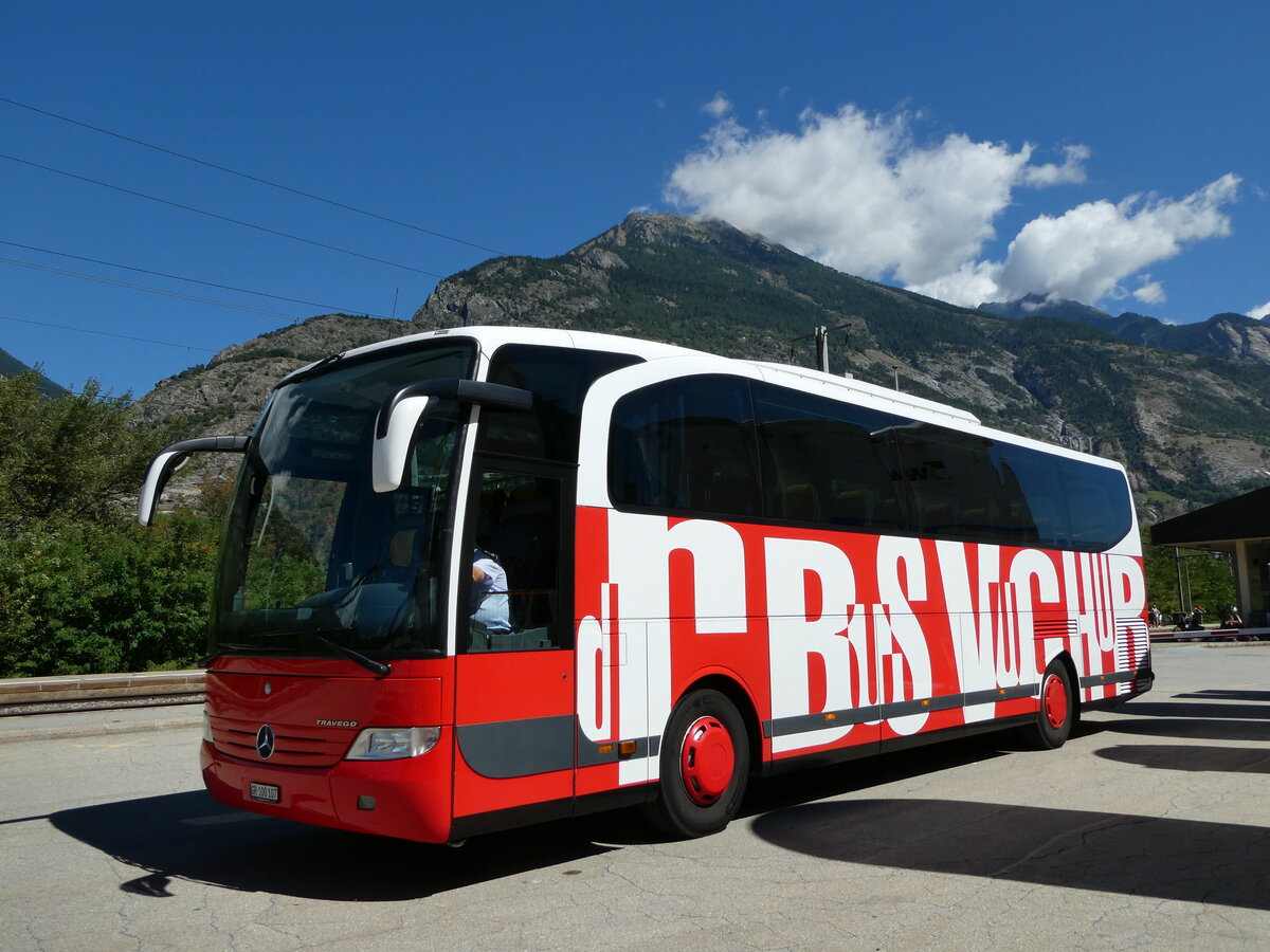 (239'376) - SBC Chur - Nr. 107/GR 100'107 - Mercedes (ex Nr. 4; ex Bruns, D-Varel) am 21. August 2022 beim Bahnhof Gampel-Steg