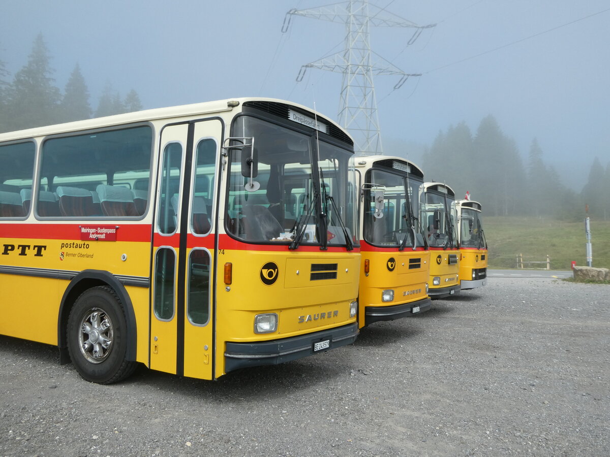 (239'788) - Krummenacher, Zillis - Nr. 74/BE 243'579 - Saurer/R&J (ex AVG Meiringen Nr. 74; ex PostAuto Berner Oberland; ex P 24'357) am 28. August 2022 in Stalden, Langis (Teilaufnahme)